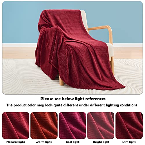Newcosplay Super Soft Throw Blanket Red Premium Silky Flannel Fleece Leaves Pattern Lightweight Bed Blanket All Season Use (Red, Throw(40"X50")) #TOP4