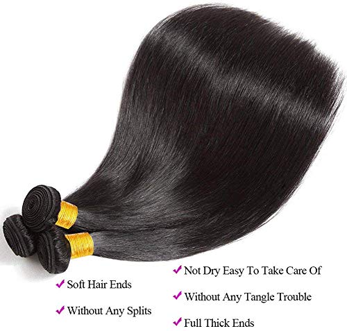 LVY capelli umani Straight Human Hair 3 Bundles 8A...