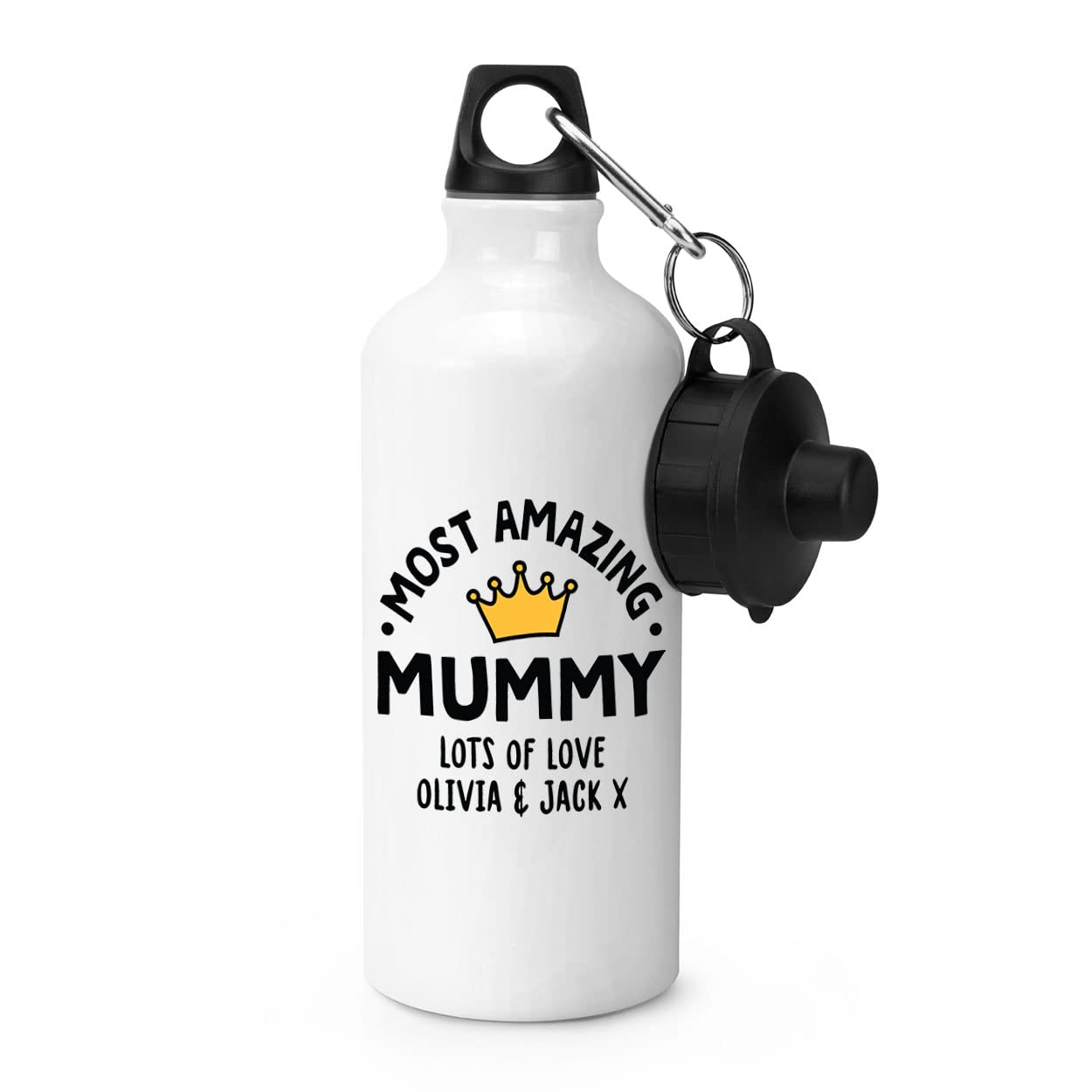 Gift Base Personalised Most Amazing Mummy Crown Sports Bottle Water Gym 600ml White