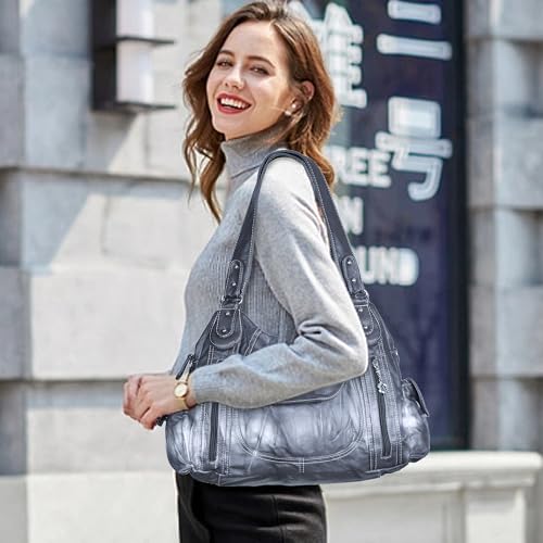 Image of Angel Kiss Purses for Women, Large Shoulder Bag Hobo Tote Purse Mutipocket Faux Leather Satchel Hobo Purse