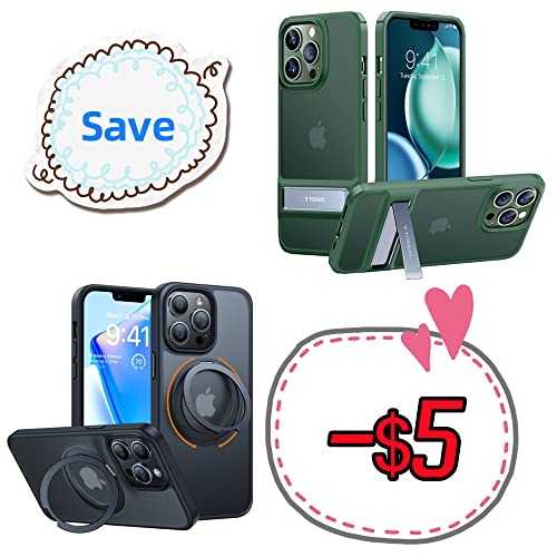 TORRAS 360°Rotatable Ring for iPhone 13 Pro Max Case [Compatible with Magsafe] with Stand, Magnetic Ring Holder Military Grade Shockproof Translucent Back Slim Fit Phone Case UPRO Ostand Pro, Black
