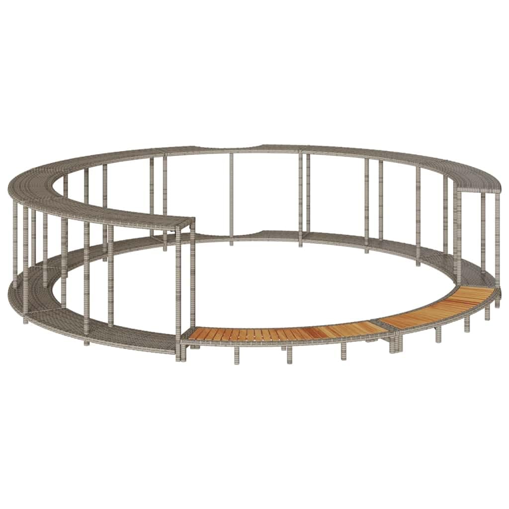 Vasca Idromassaggio in Rattan Nero Intorno con Gradini E Stoccaggio in Legno, Mazzo di Recinzione Spa per Vasca Idromassaggio Portatile, Accessorio per Mobili per Patio Resistente