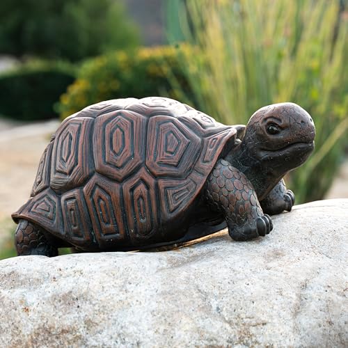 Estatua Tortuga Caminante 21.3" L Marrón y Gris de MgO miniatura 4