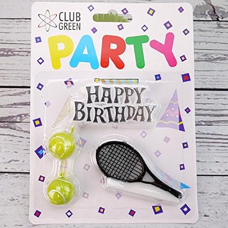 Club Green Happy Birthday 2 Balles De Tennis De Raquette 1 Kit De Bougie Jaune Amazon Fr Cuisine Et Maison