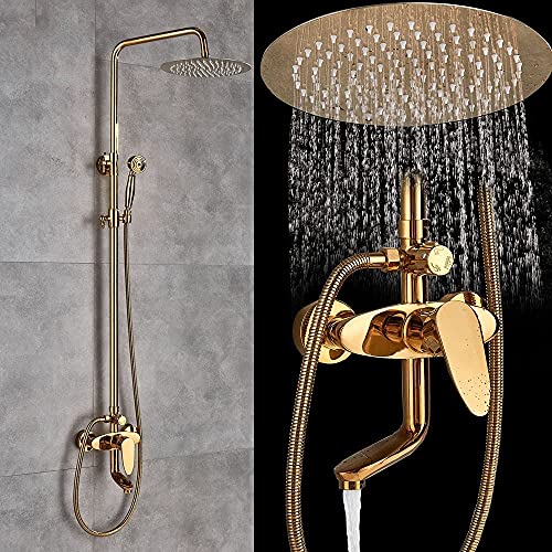Robinet de douche mural avec douchette à main et bec rotatif intégré