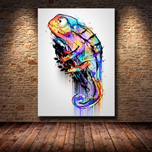 Peinture Caméléon Abstrait toile moderne 60x90cm affiche décoration salon