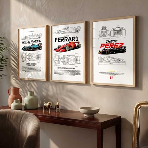 Image of kotart Big Sports Cars Framed Posters Gift Items for Boys Room Wall Decoration Bedroom Living Room Office Studio Decor | Car Poster Frame for Wall Decor Set Of 3 Size | Design 946 Beige (14x20 Inch)