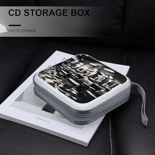 Étui CD rigide pour 40 DVD au style barbier monochrome noir - 6
