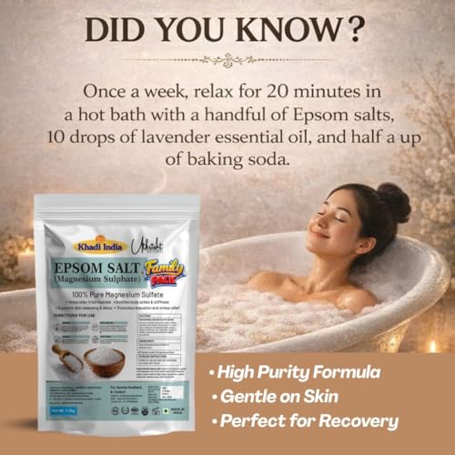 Image of Pure Epsom Salt for Bath Soak & Foot Soak | Magnesium Sulfate Crystals for Muscle Relaxation, Body Detox & Skin Care (Epsom Salt - 1.3KG)
