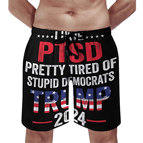 Board Shorts I Have PTSD Pretty Tired of Stupid Democrats 2024 Swim Trunks Dress Loosely Beach Shorts2