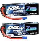 Zeee 2S Lipo Battery 5200mAh 7.4V 50C Hard Case Battery with EC3 Plug Compatible with 1/8 1/10 RC...