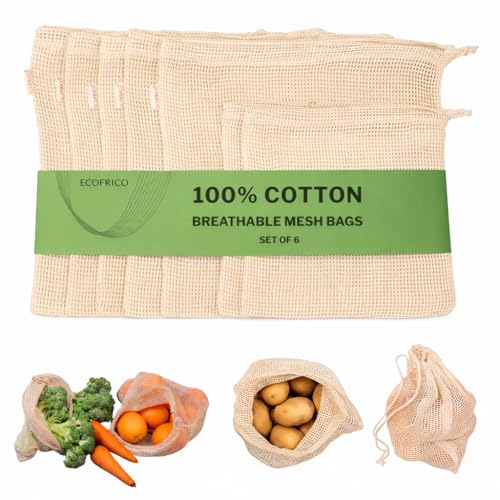 100% cotton set of 6 fridge bag | Eco-friendly natural vegetables...