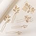 6 Pieces Wedding HairPieces for Brides Bridal Hair Accessories Hair Pins Gold Leaf Crystal Pearl Clips Headpiece Vintage Flower Jewelry for Bridesmaids