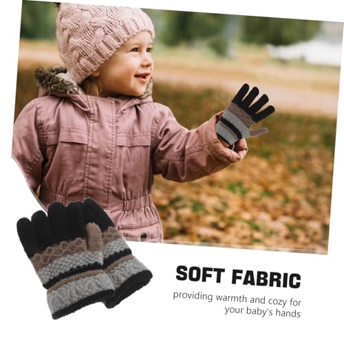 PartyKindom 1Pair Gloves for Adorable Striped Winter Mittens Soft and Warm Thermal Design for Boys and Finger Separation for Enhanced Dexterity and Comfort3