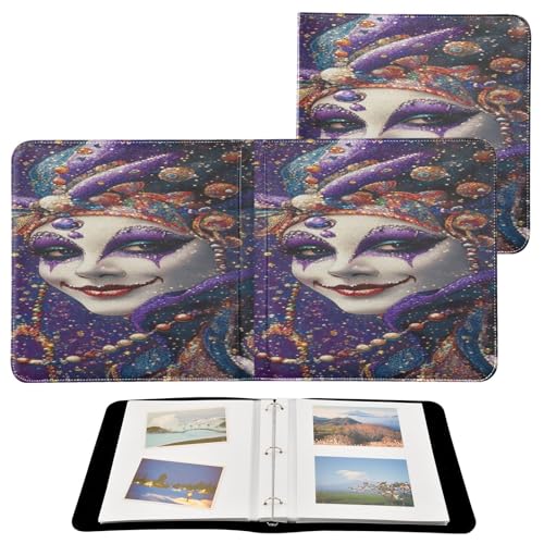 Álbum de Fotos Scrapbook Adhesivo DIY Tema Carnaval Mardi Gras con Máscara y Encuadernación de 3 Anillos 40 Páginas 8x10 miniatura 2