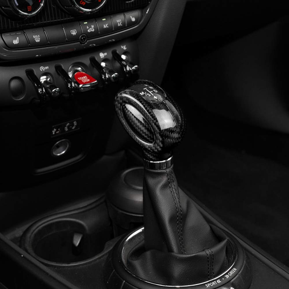 KUNGKIC Osłona dźwigni zmiany biegów z włókna węglowego do samochodu Mini Cooper F54 F55 F56 F57 F60 Countryman akcesoria do wnętrza czarny