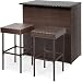 Best Choice Products 3-Piece All-Weather Outdoor Wicker Bar Table Set for Patio, Backyard, Garden w/ 2 Stools, Glass Tabletop, Shelf