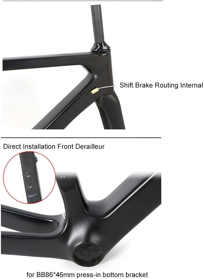 TUJISEK Carbon Fiber 700C Road Bikes Frame 46/48/50/52CM Frameset with Fork + Seatposts + Headset Disc Brake Thru Axle 12 * 142mm XC Racing Frame Routing Internal