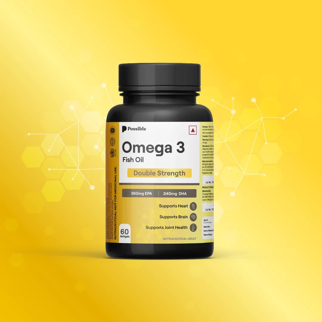 Fish Oil Omega-3 Double Strength 1000 mg| EPA, DHA | Good for Heart, Joints, Brain & boosts immunity 60 Capulses (Pack Of 2) (B0C6M2R3VC) Amazon Price History, Amazon Price Tracker