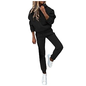Womens 2 Piece Outfits Lounge Hoodie Sweatsuit Sets Y2k Oversized Fleece Sweatshirt Baggy Fall Fashion Sweatpants