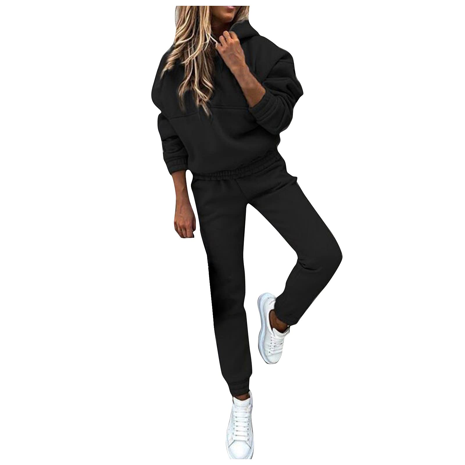 Womens 2 Piece Outfits Lounge Hoodie Sweatsuit Sets Y2k Oversized Fleece Sweatshirt Baggy Fall Fashion Sweatpants
