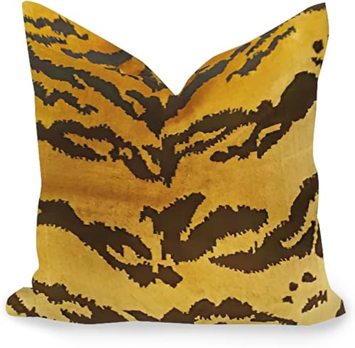 Miniatura 3 de ArogGeld Funda de almohada de terciopelo con diseño de tigre chinoiserie, funda de cojín con estampado de animales de tigre, 20 x 20 pulgadas, funda