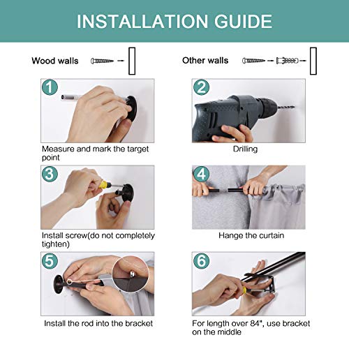 Turquoize 2 Pack Wrap Around Curtain Rods For Windows 28 To 48 Inch Single Curtain Rods Bronze Curtain Rod Set Wrap Curtain Rods For Blackout Room Darkening Curtains, 28-48 Inch, Bronze, 2 Pack #TOP6