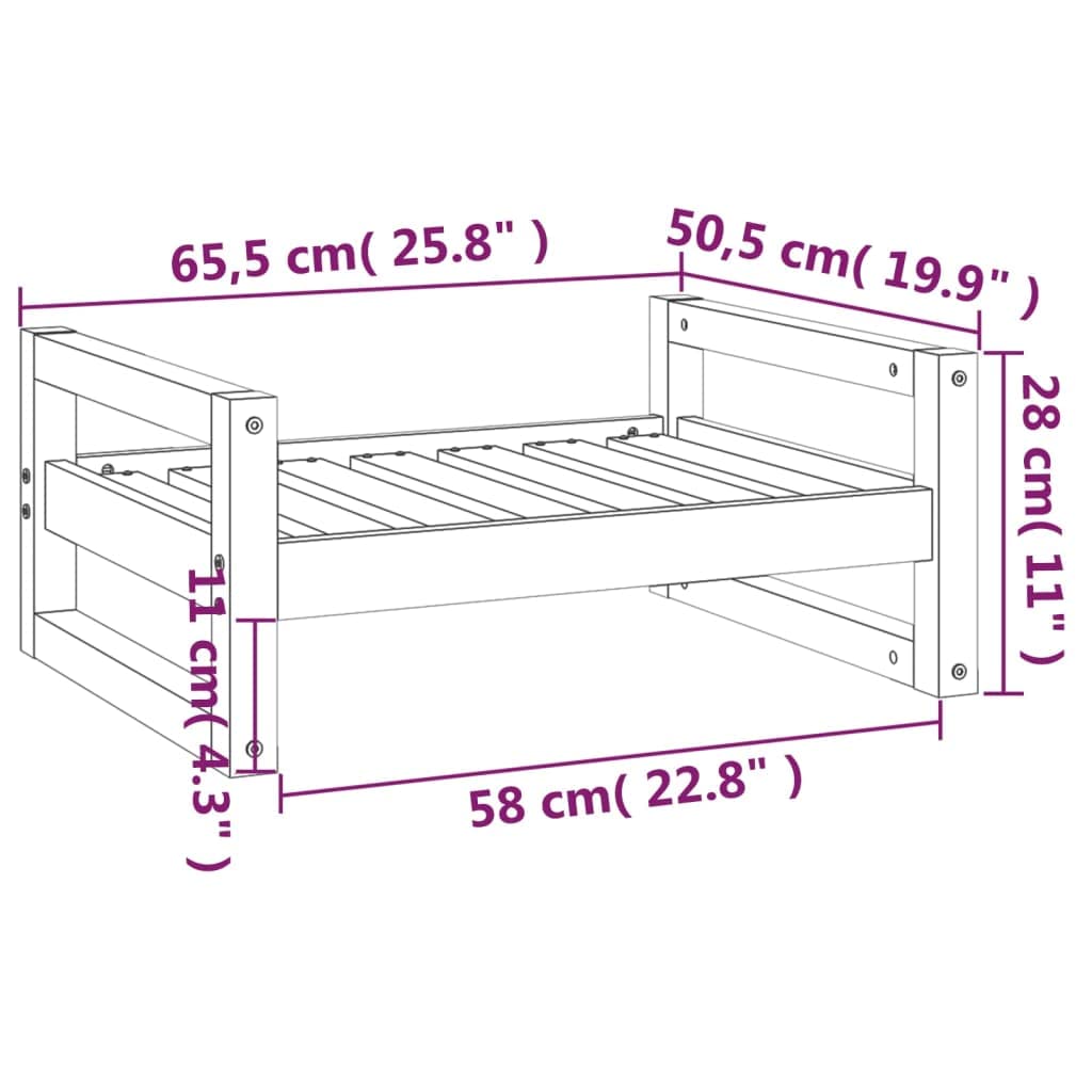 Cuccia per cani nera, 65,5 x 50,5 x 28 cm, in legno massello di pino con cuscino lavabile, per interni ed esterni, per cuccioli e animali domestici