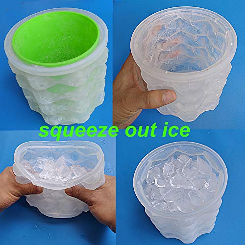 New Ice Cube Maker Silicone Bucket Mold Cooler With Lid Indoors/Outdoors Use Makes Small Nugget Ice Chips For Soft Drinks Beverage Wine Beer Whiskey Cocktail Safe Healthy Bpa Free Ice Tray Cylinder #TOP1