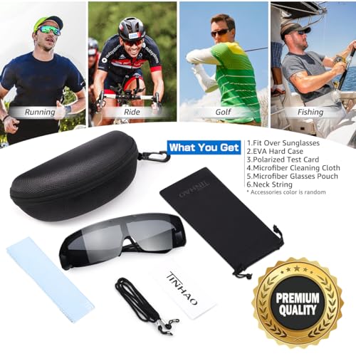 Image of Mens Polarized Flip Up Fitover Sunglasses with Mirrored Lenses