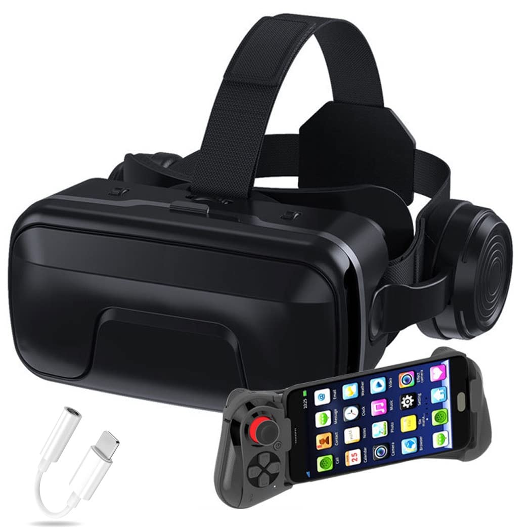 Gafas de Realidad Virtual, 3D VR Gafas con Controlador Bluetooth para Juegos Visión Panorámico VR Glasses para iPhone 13 Pro Max/13 Pro/13/12/11, para Samsung Galaxy S21, Huawei, Xiaomi