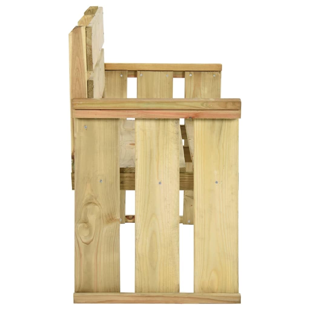 Ławka ogrodowa 121 cm z impregnowanego drewna sosnowego, odporna na warunki atmosferyczne, ławka do siedzenia, na taras, balkon i do ogrodu, wytrzymała drewniana ławka z oparciem i