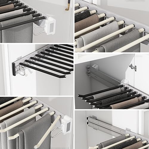Rack à pantalon rétractable pour optimiser l'armoire blanche