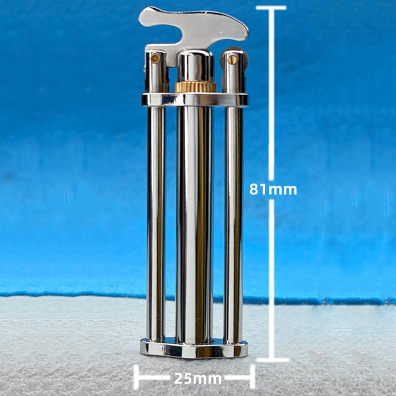Image of Smoke King Triple Column Stick Lighter | Vintage Mechanical Chrome Lighter | Refillable | Premium Long Body Design | Gift for Men & Collectors