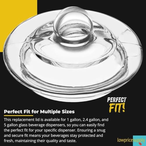 Replacement Glass Lid for Glass Beverage Dispenser, Glass Beverage Dispenser Lid For Iced Beverage Dispensers, Cookie Wedding Candy Jar, Universal Size Glass Lid (2.4 Gallon Glass Lid)