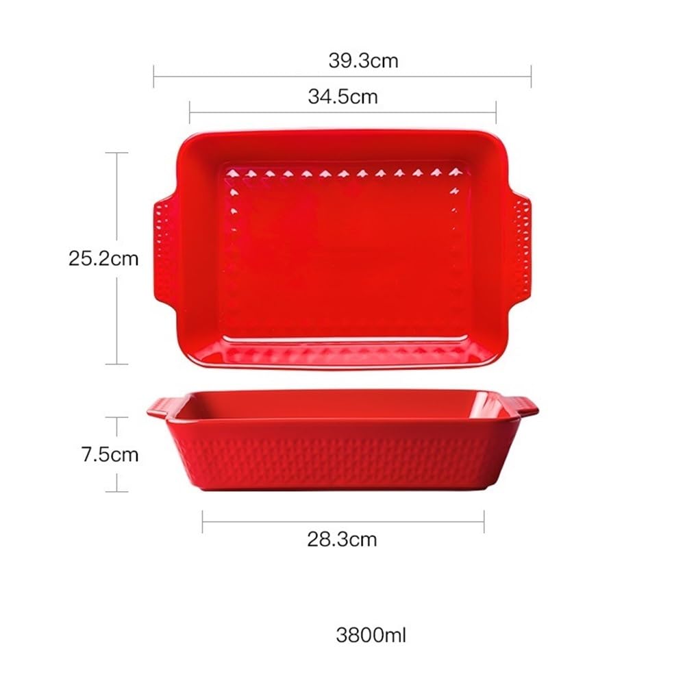 Backgeschirr Großes Backblech aus Keramik for den Haushalt, rechteckig, mit Doppelohr, for die Mikrowelle, 3800 ml, Backschüssel, Käse-Reis-Backblech Ofenbleche