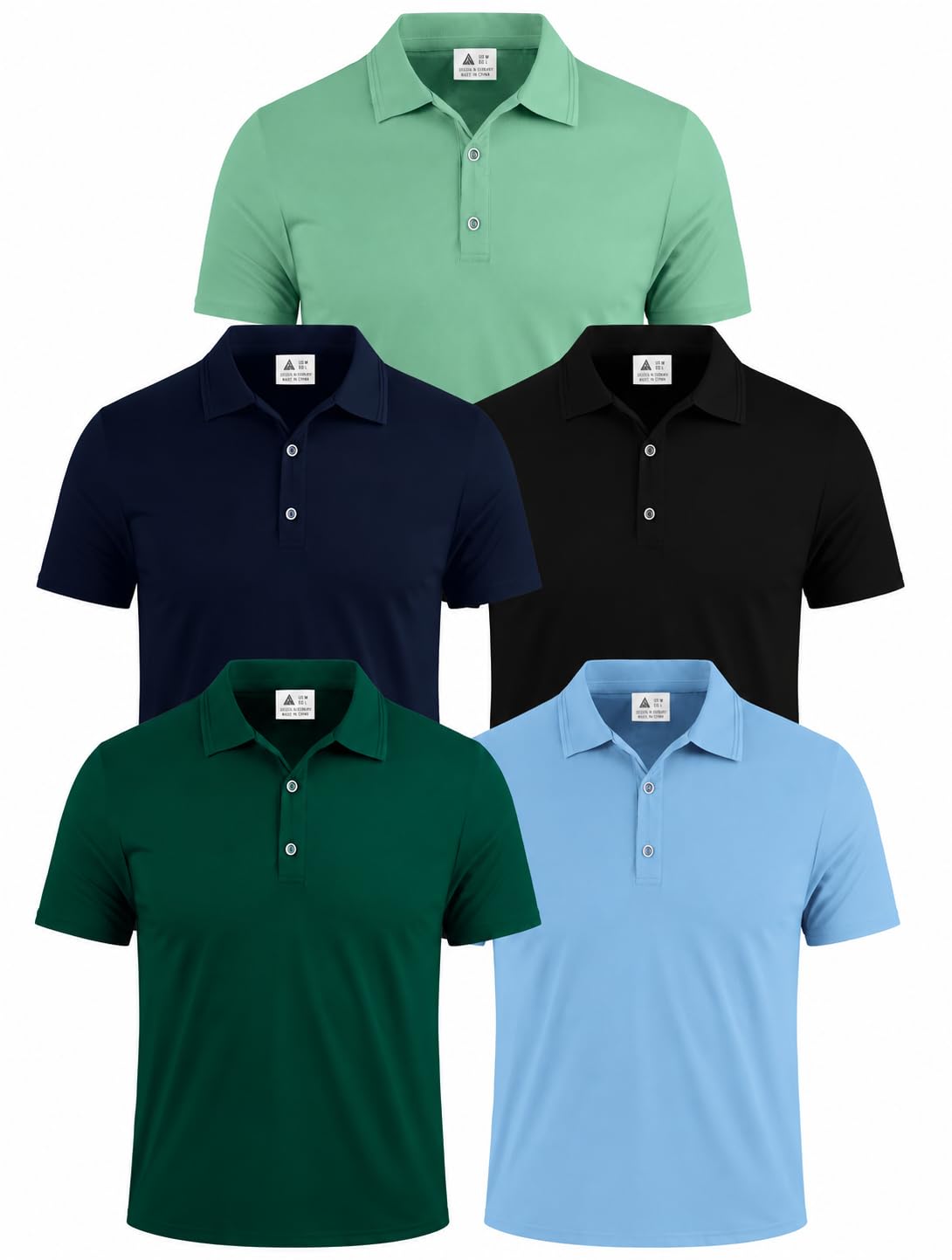ZITY Herren Poloshirts 5er Pack Kurzarm Golf Polohemden Freizeitshirts Atmungsaktiv & Leicht