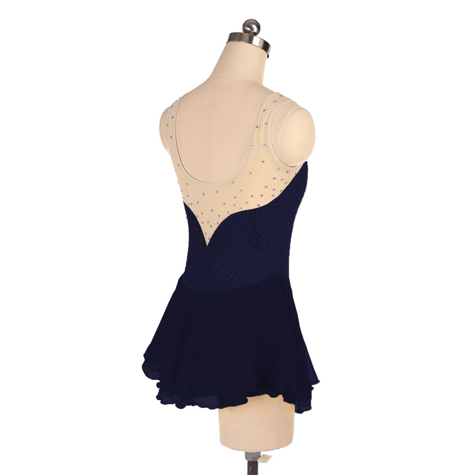 Vestito da Pattinaggio Artistico con Diamanti, Body da Balletto Danza Vestito da Ballo, Chiusura con Gancio Posteriore, per Ragazze Ad Alta Elasticità