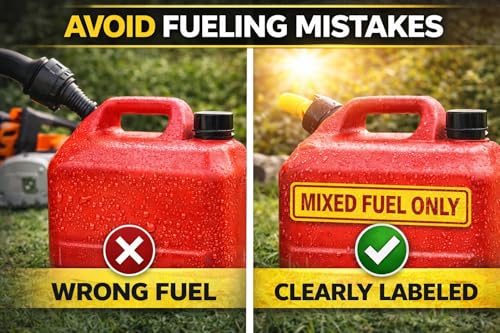 Image of WSQ 2-Pack Mixed Fuel Only Vinyl Sticker Decal Labels Markers For Fuel Tank Gas Can Chainsaw Self Adhesive Sticker Size 6.25 x 1.25 inch