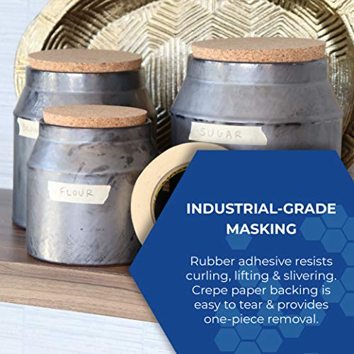 Image of 3M 2364 Performance Masking Tape, Rubber Adhesive, Crepe Paper, Tan - 6 inch Width, 1.25 inch Length Rectangles (Pack of 100)
