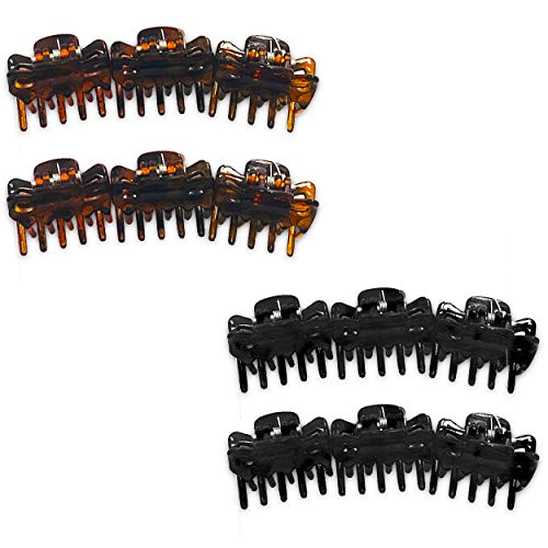 Brown Black Mini Hair Claw Clips Women Men Children ~ Set of 12 Hair Clips Mini for Thick Hair (Black and Brown Bundle No Slip Hair Clip)