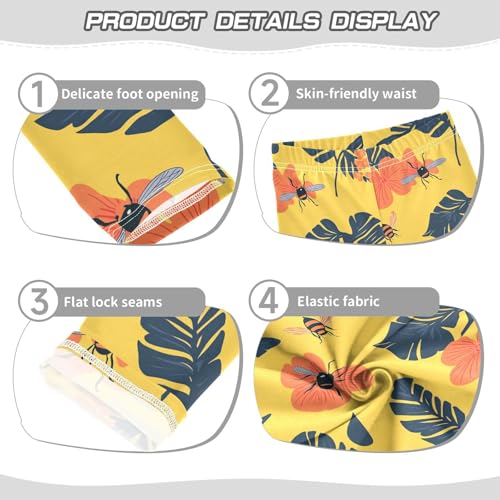 KLL Bees on Yellow Toddler Girl Legging Comfortable Full Length Athleisure Pants Exercise3