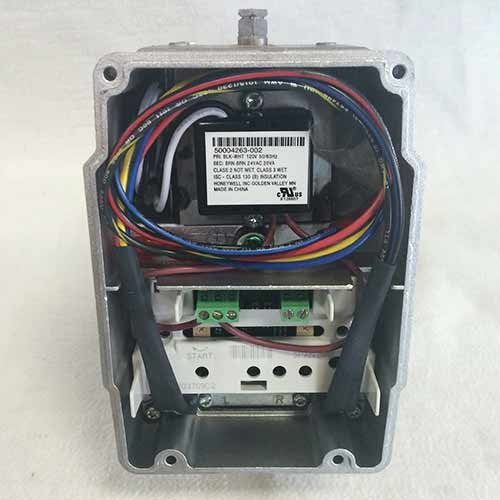Cableado interno y bloques de terminales del motor Honeywell Modutrol IV