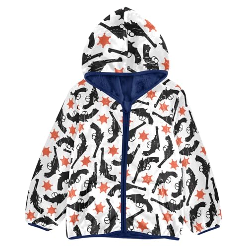 Retro Western Cowboy Toddler Fleece Jacket Baby Boys Hooded Zipper Long Sleeve Thick Warm Outerwear 3-10 Years