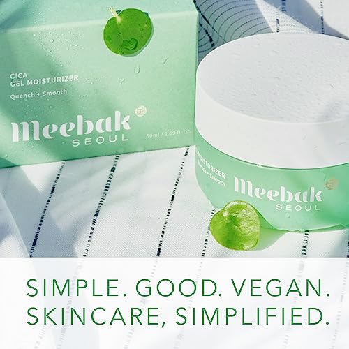 Meebak Cica Gel Face Moisturizer | Lightweight Hydrating with Hyaluronic Acid & Vegan Collagen | Soothing Non-Greasy Gel for Oily & Combination Skin | 1.69 fl oz - Image 3