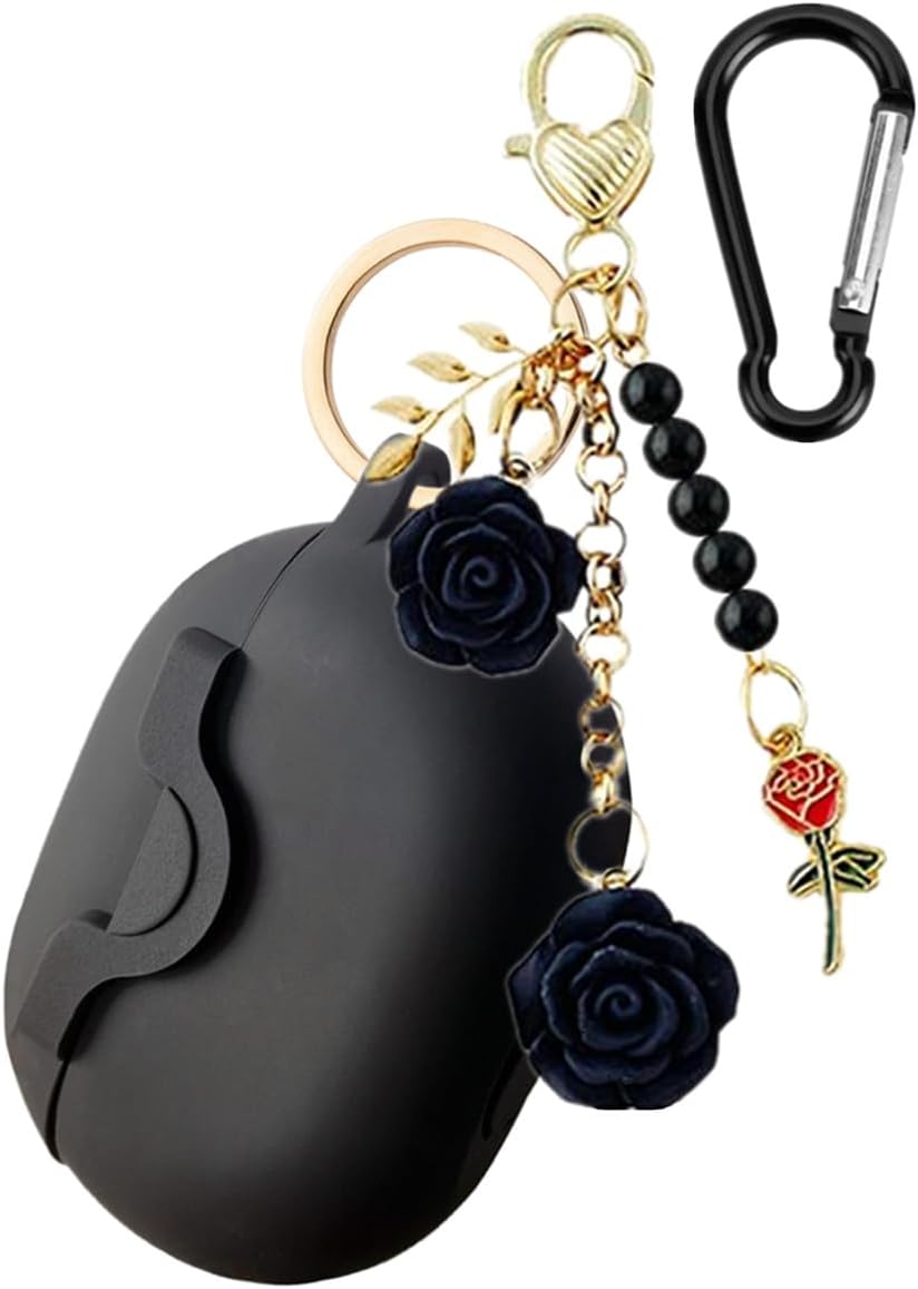 Lindo estuche para Beats Studio Buds/Studio Buds + funda de silicona 2021/2023, [bloqueo seguro] Cool Kawaii mujeres niñas adolescentes con llavero para nuevos auriculares Beats Studio + estuches (bloqueo negro)