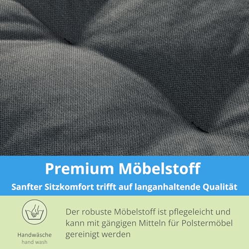 Bodyprotect Palettenkissen 120 x 80 x 12 cm Outdoor & Indoor, Bequemes Sitzkissen, Paletten Kissen, hochwertiger Möbelstoff in dunkelgrau