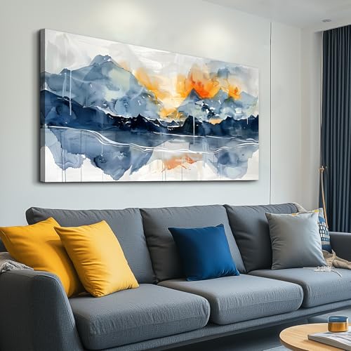KELIYUAN Large Wall Art For Living Room Canvas Wall Decor For Bedroom Office Decoration Abstract Watercolour Wall Pictures Artwork Mountain Landscapes Paintings Modern Home Decor Hang Easy 60"X30"