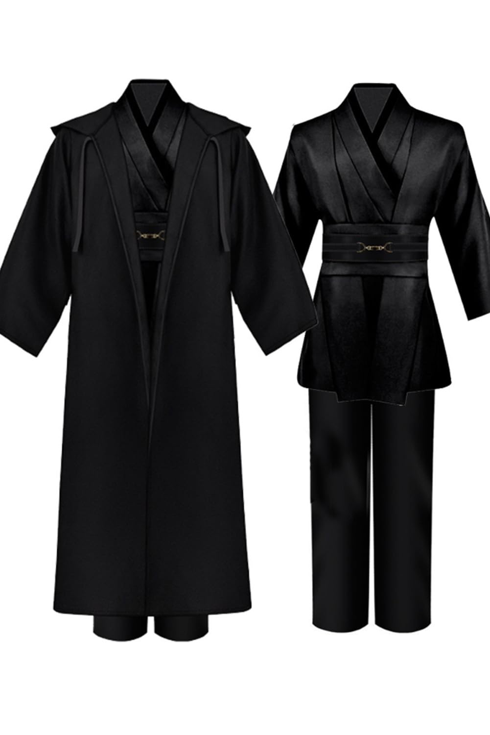 COSXINGYI Adult Jedi Costume Robe Men Cosplay Outfit Hooded Cloak Obi Wan Kenobi Tunic Cape Halloween Suits