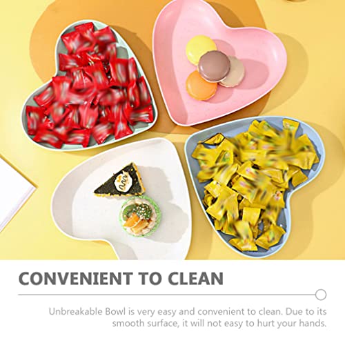 Hemoton Heart Shaped Dinner Plate: 4 Pcs Unbreakable Dinner Plates Snacks Salad Plates Candy Dish Appetizers Platter Steak Serving Plate For Party| Picnic| Camping| Bbq #TOP3